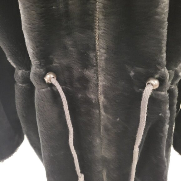 Vintage Mickey Mouse Unlimited Faux Fur Long Jacket Black Size Large - Picture 7 of 15